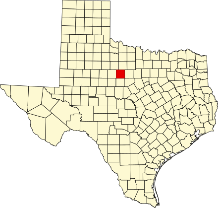 Location of Shackelford County in Texas Map of Texas highlighting Shackelford County.svg