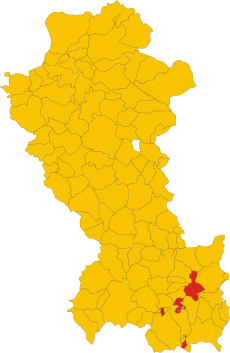 Map of comune of Chiaromonte (province of Potenza, region Basilicata, Italy).svg