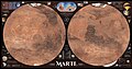Marte é um pouco similar à Terra: note as calotas polares e algumas nuvens ao redor do planeta.]]