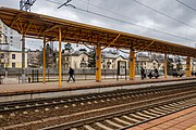 English: Masiukoŭščyna train station. Minsk, Belarus Беларуская: Прыпыначны пункт Масюкоўшчына. Мінск, Беларусь Русский: Остановочный пункт Масюковщина. Минск, Беларусь