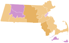 Massachusetts Democratic presidential primary election results by county margins, 2008.svg