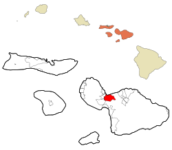 Maui County Hawaii Incorporated and Unincorporated areas Kahului Highlighted.svg