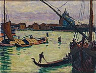 「ヴェネツィアのジュデッカの運河の眺め」(1914)