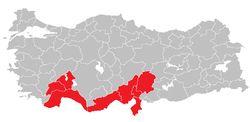 Location of بحیرہ روم علاقہ Mediterranean Region
