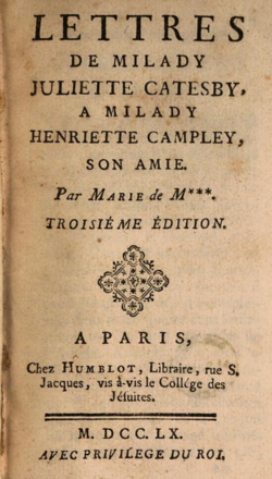 Image illustrative de l’article Lettres de Milady Juliette Catesby