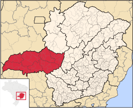 Ligging van de Braziliaanse mesoregio Triângulo Mineiro e Alto Paranaíba in Minas Gerais