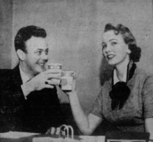 Stevenson (right) with husband Donald Upton in 1956 Miriam Jacqueline Stevenson 01.png