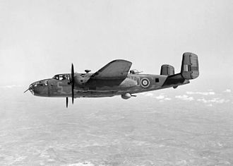 A 98 Sqn Mitchell returning from France, 19 April 1944. Mitchell Mk.II 98 Sqn RAF in flight 1944.jpg