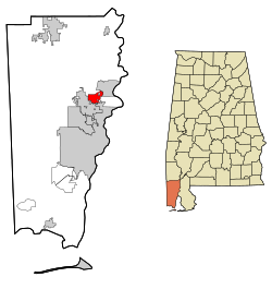 Location in Mobile County and the state of Alabama