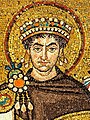 Giustiniano I raffigurato su un mosaico nella Basilica di San Vitale a Ravenna