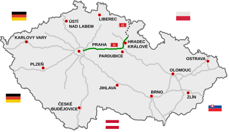 Motorway D11 CZ map