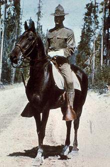 Cavalryman circa World War I era MountUSArmyCavalrymanYNP.jpg