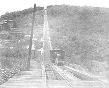 Mount Pisgah with the Mauch Chunk Switchback Railway. Mount Pisgah plane looking up.jpg