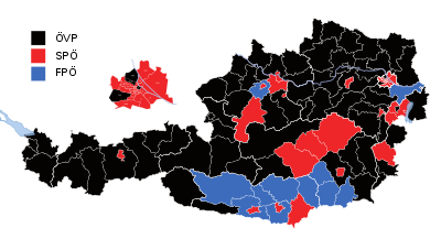 Stärkste Partei auf Ebene der Bezirke (mit Wahlkarten)