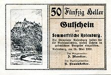 Notgeld der Gemeinde Rosenburg, 1920