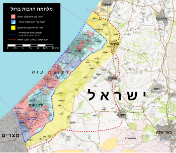 ::::  רצועת עזה תחת שלטון חמאס\n::::  שטחים שפונו מאזרחים\n::::  רצועת עזה תחת שליטה ישראלית