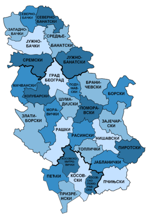 mapa srbije regioni Административна подела Србије — Википедија, слободна енциклопедија mapa srbije regioni