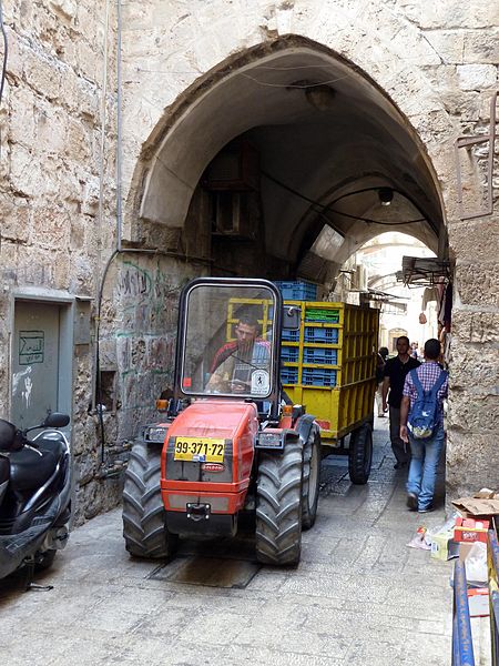 File:Old Jerusalem Al Wad street mini tractor GOLDONI.jpg