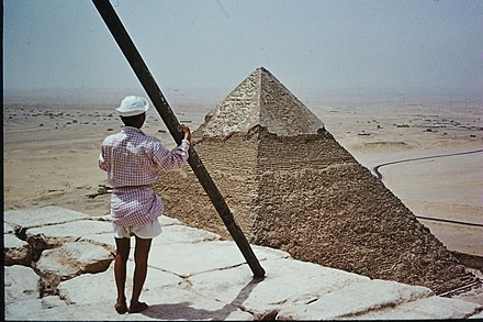 View from top of Giza pyramid to the Pyramid of Khafre