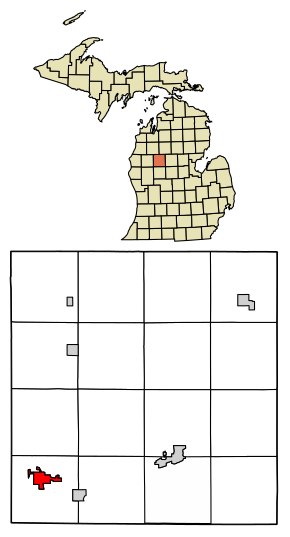 Osceola County Michigan Incorporated and Unincorporated areas Reed City Highlighted.svg