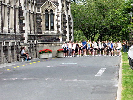 Participants in the annual clocktower race lining up, ready to go.