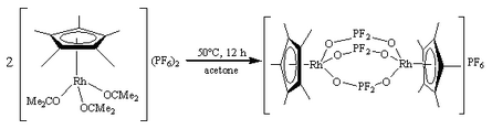 Solvolysis of the hexafluorophosphate anion in an organometallic system forming [(η5-C5Me5)Rh(μ-OPF2O)3Rh(η5-C5Me5)]PF6