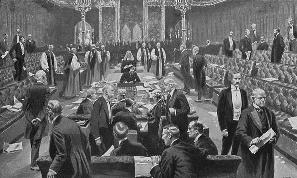 Passing of the Parliament Bill, 1911, from the drawing by S. Begg