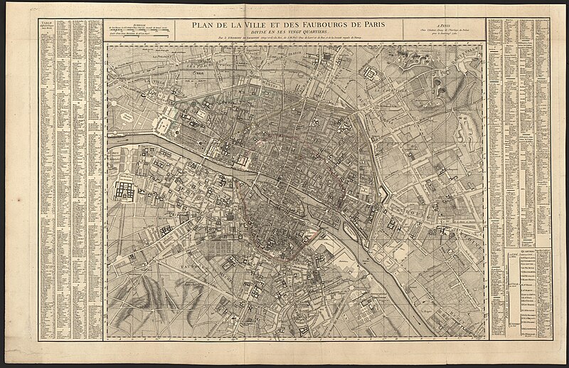 File:Plan de la ville et des faubourgs de Paris, divisé en ses vingt quartiers by Robert de Vaugondy, 1760 - Stanford Libraries.jpg