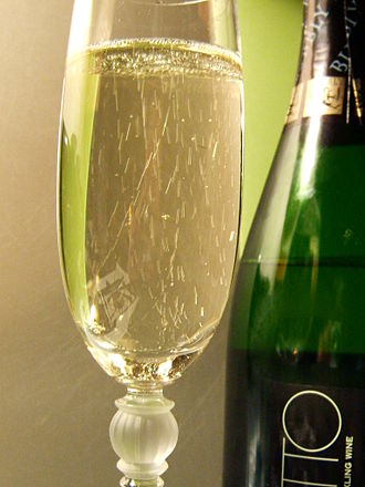 Verdiso is a minor blending component in the Italian sparkling wine Prosecco. Prosecco sparkling wine.jpg