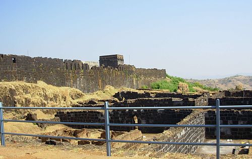 Ruins of the Raigad Fort which served as a capital of the Maratha Empire in the 17th century.