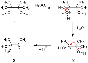 Reaktionsmechanismus einer symmetrischen Pinakol-Umlagerung