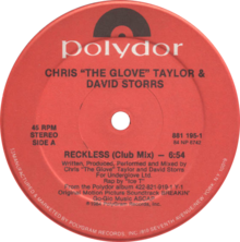 Reckless by Chris Taylor and David Storrs US retail 12-inch single.png