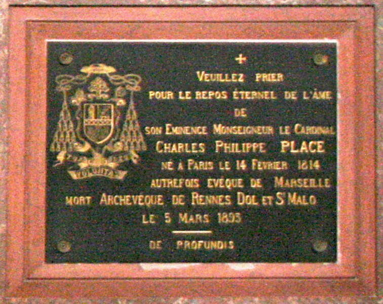 File:Rennes - Cathédrale Saint-Pierre - Plaque commémorative du cardinal Charles Philippe Place - 20080706.jpg