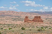 English: Rocks and the plains of Arches National Park as seen from La Sal Mountains Viewpoint