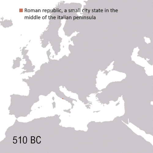 The Roman Empire from the rise of the city-state of Rome to the fall of the Western Roman Empire