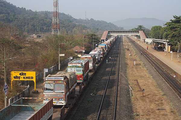 Trucks on the Konkan Railway Rolling Highway