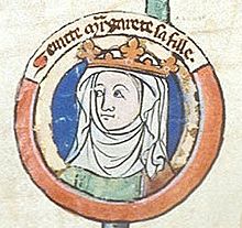 St Margaret of Scotland, the first king's wife to be recorded as "queen", from a later genealogy Saint Margaret of Scotland.jpg