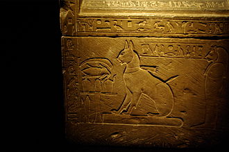 Sarcophagus of Prince Thutmose's cat, Ta-miu Sarcophagus of Prince Thutmose's cat by Madam Rafaele.jpg