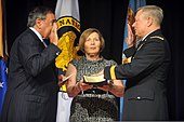 Gen. Frank J. Grass is sworn in as chief of the National Guard Bureau by Defense Secretary Leon E. Panetta on 17 September 2012. Secretary of Defense Leon E. Panetta, left, administers the oath of office to U.S. Army Gen. Frank J. Grass during a promotion ceremony and National Guard Bureau (NGB) change of responsibility event Sept 120907-Z-DZ751-610.jpg
