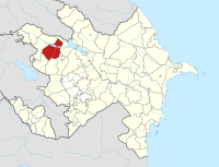 Map of Azerbaijan showing Shamkir Raion