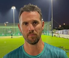 Tait as bowling consultant of the Afghanistan cricket team in 2021 Shaun Tait coaching AFG cricket team.jpg