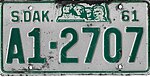 South Dakota 1961 licene plat - Nomor A1-2707.jpg