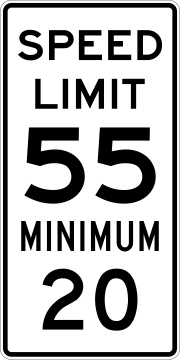 Thumbnail for File:Speed Limit 55 Minimum 20 sign.svg