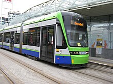 Tramlink tram Stadler tram at East Croydon station - geograph.org.uk - 4754889.jpg