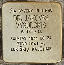 Stolperstein voor Dr. Jakovas Vygodskis (Vilnius) .jpg