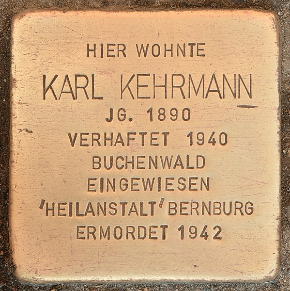 File:Stolperstein für Karl Kehrmann (Rudolstadt).jpg