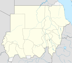 Mapa konturowa Sudanu, na dole nieco na lewo znajduje się punkt z opisem „Al-Midżlad”