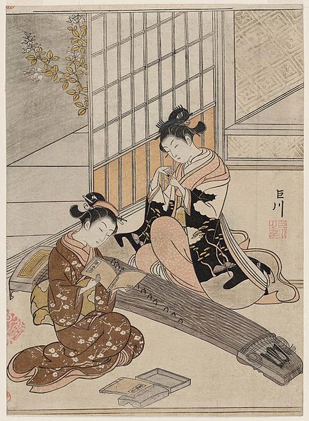 File:Suzuki Harunobu (1766) Zashiki Hakkei - Descending Geese of the Bridges- with Kyosen seal.jpg