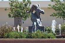 The Cougar is the official mascot of Taft College. The science building is in the background. Taft College Cougar.jpg