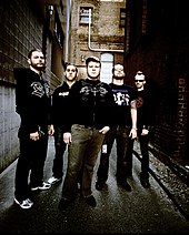 The Black Dahlia Murder in 2006. From left to right: Eschbach, former bassist Ryan Williams, former lead guitarist John Kempainen, Strnad and former drummer Pierre Langlois. The Black Dahlia Murder 2006.jpg